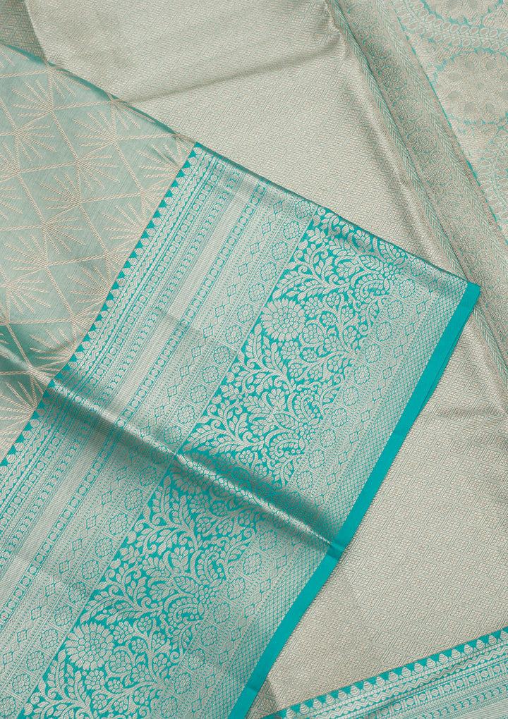 Sky Blue Zariwork Pure Silk Saree