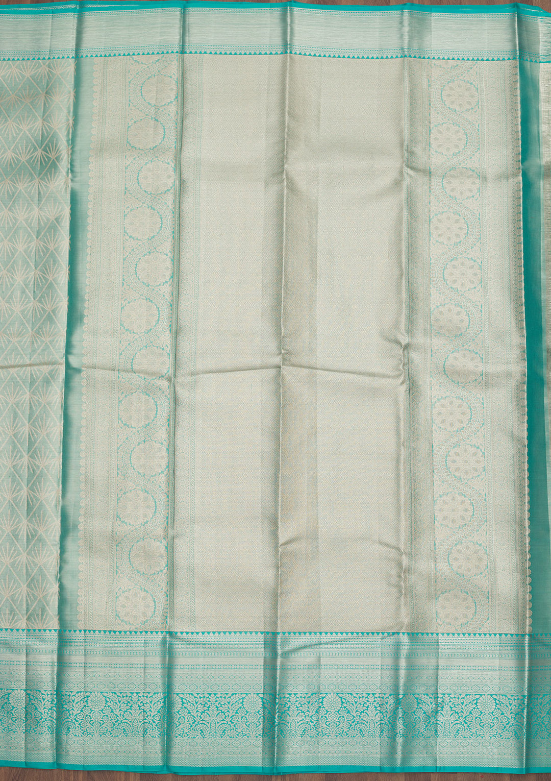 Sky Blue Zariwork Pure Silk Saree