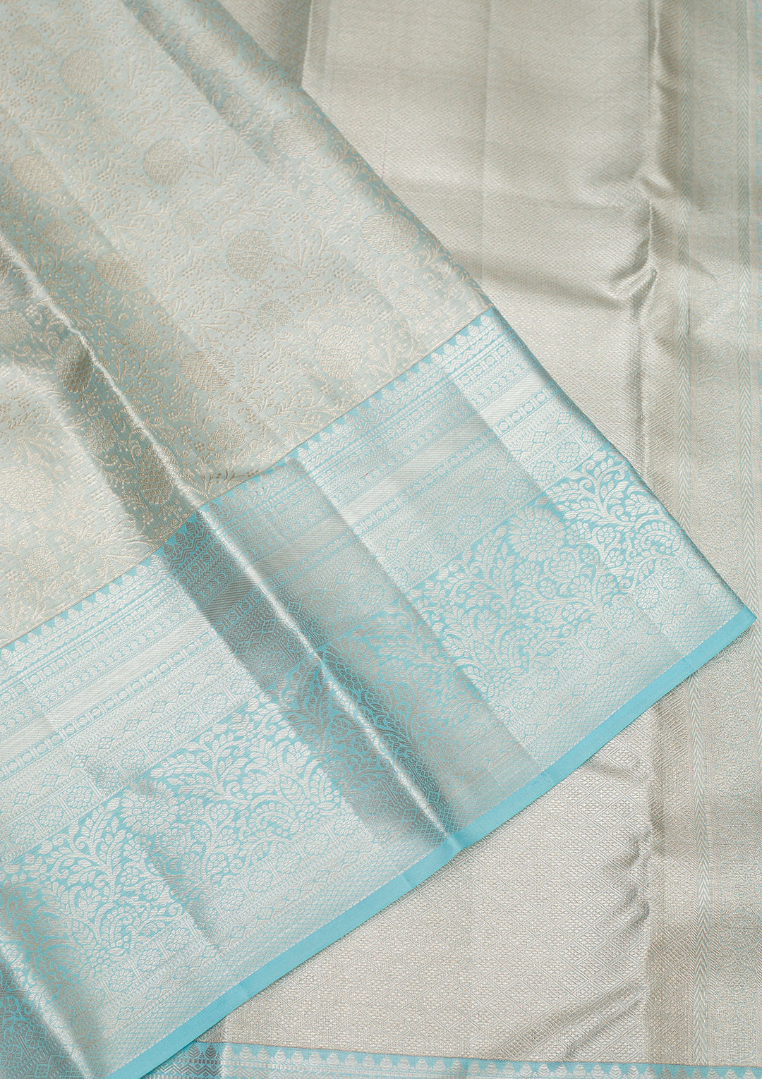 Sky Blue Zariwork Pure Silk Saree
