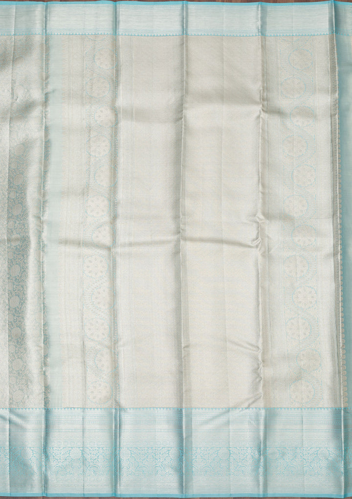 Sky Blue Zariwork Pure Silk Saree
