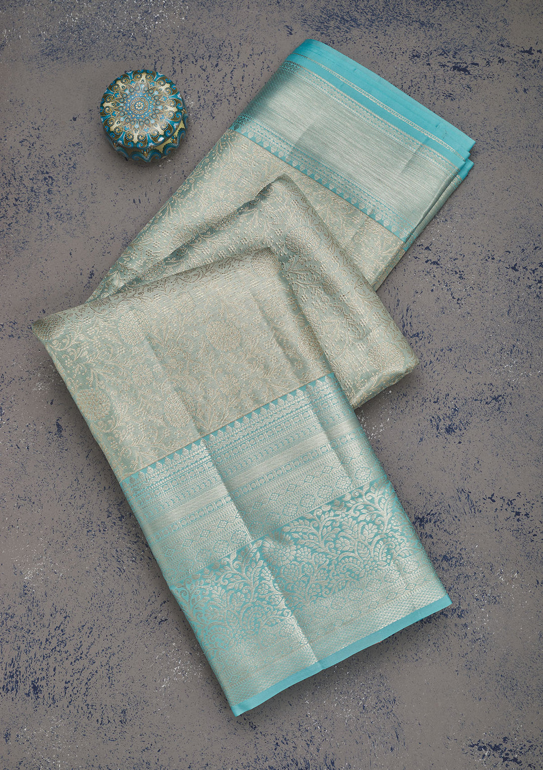 Sky Blue Zariwork Pure Silk Saree