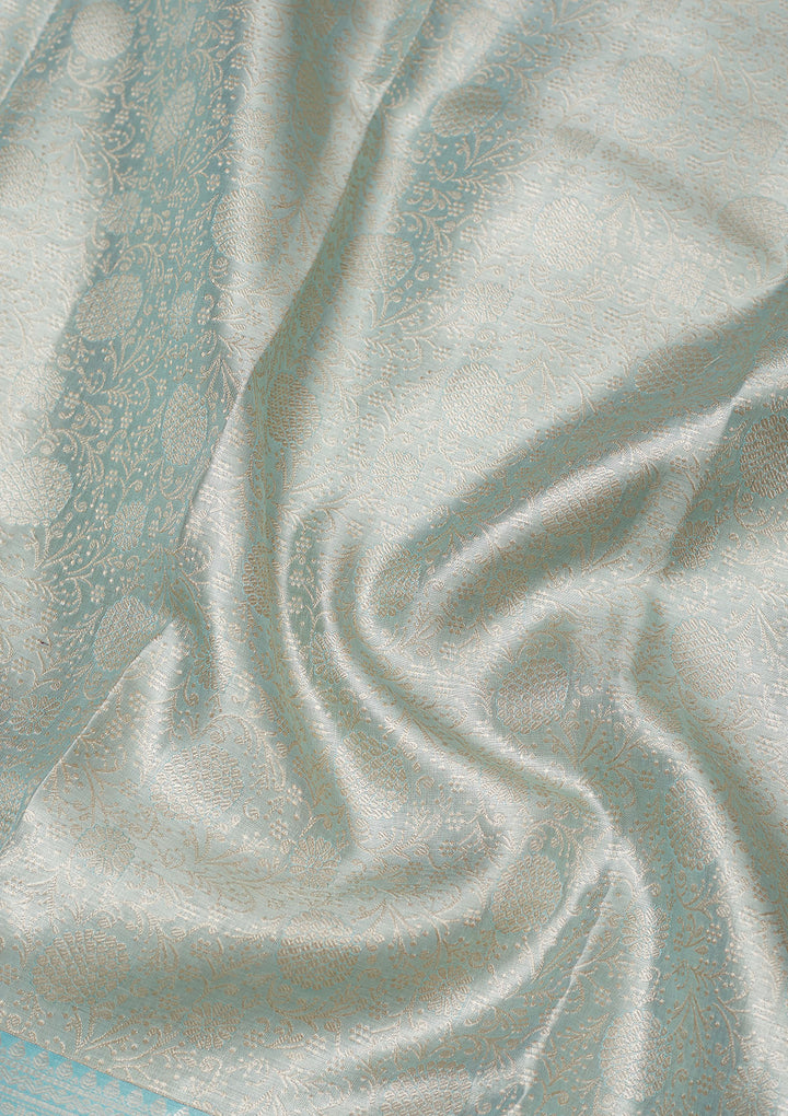 Sky Blue Zariwork Pure Silk Saree