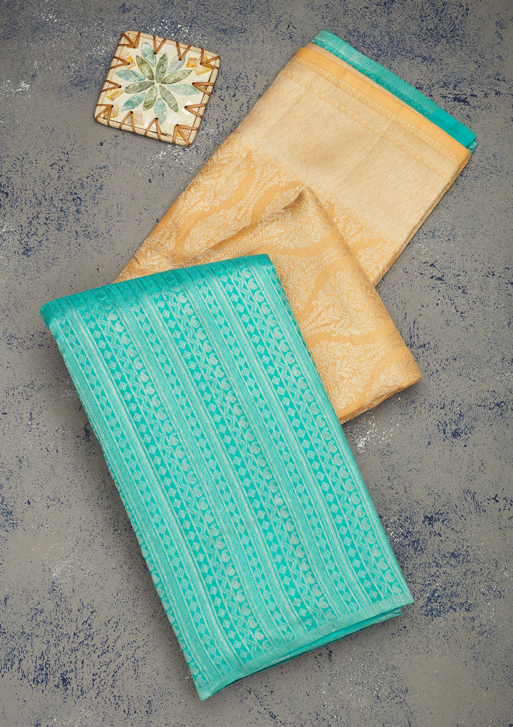 Sky Blue Zariwork Pure Silk Saree