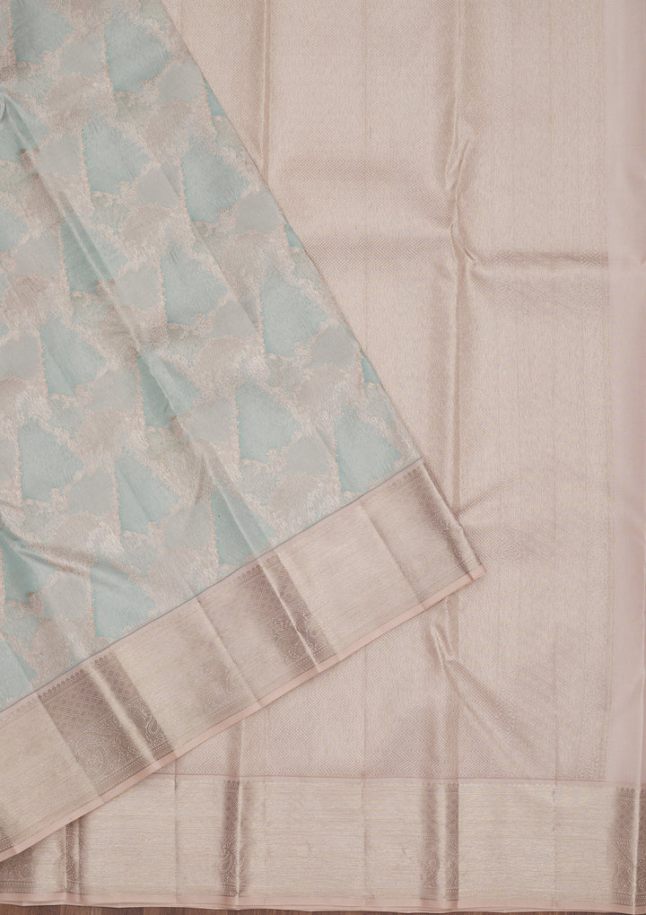 Sky Blue Zariwork Pure Silk Saree