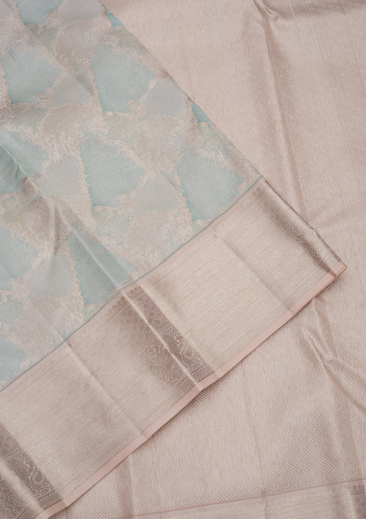 Sky Blue Zariwork Pure Silk Saree