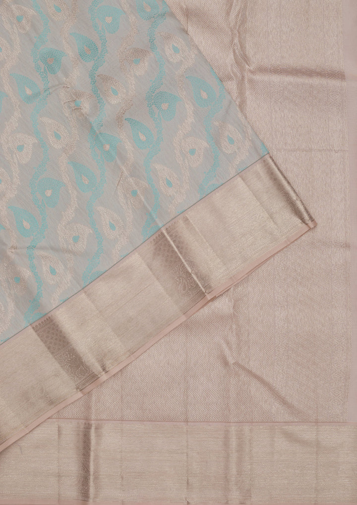 Sky Blue Zariwork Pure Silk Saree