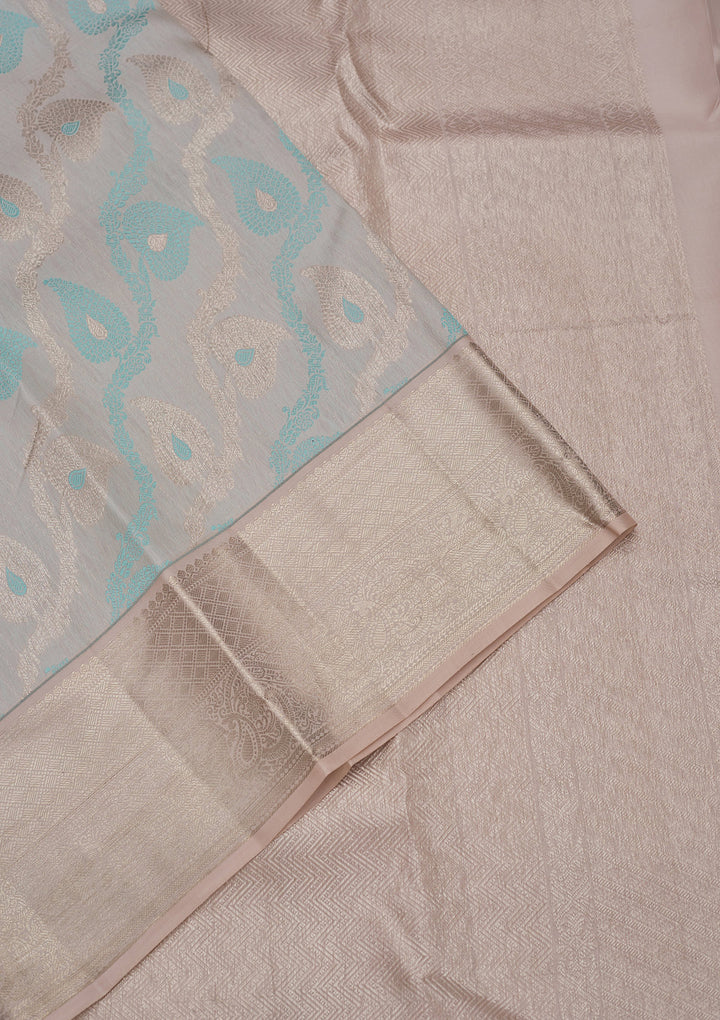Sky Blue Zariwork Pure Silk Saree