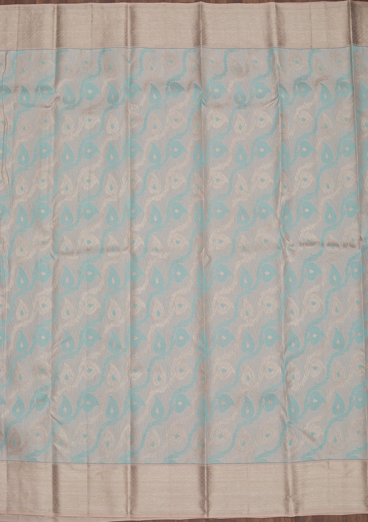 Sky Blue Zariwork Pure Silk Saree