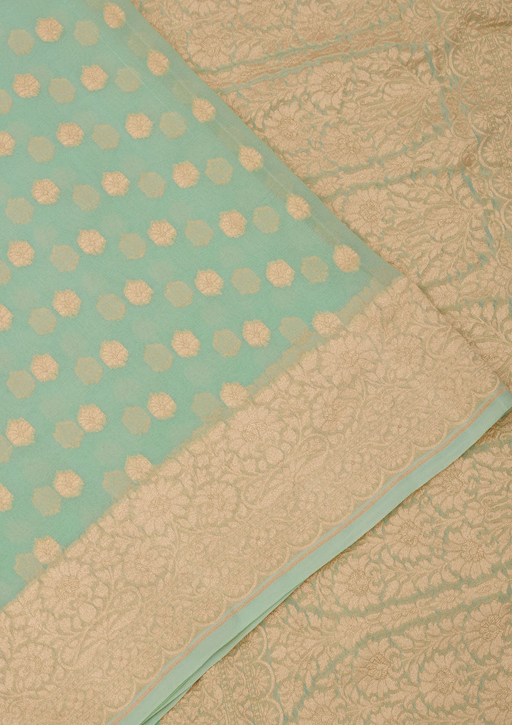 Sky Blue Zariwork Pure Silk Saree