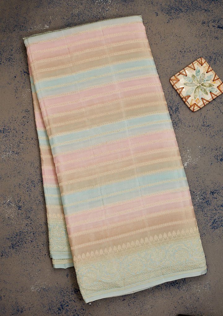 Sky Blue Zariwork Pure Silk Saree
