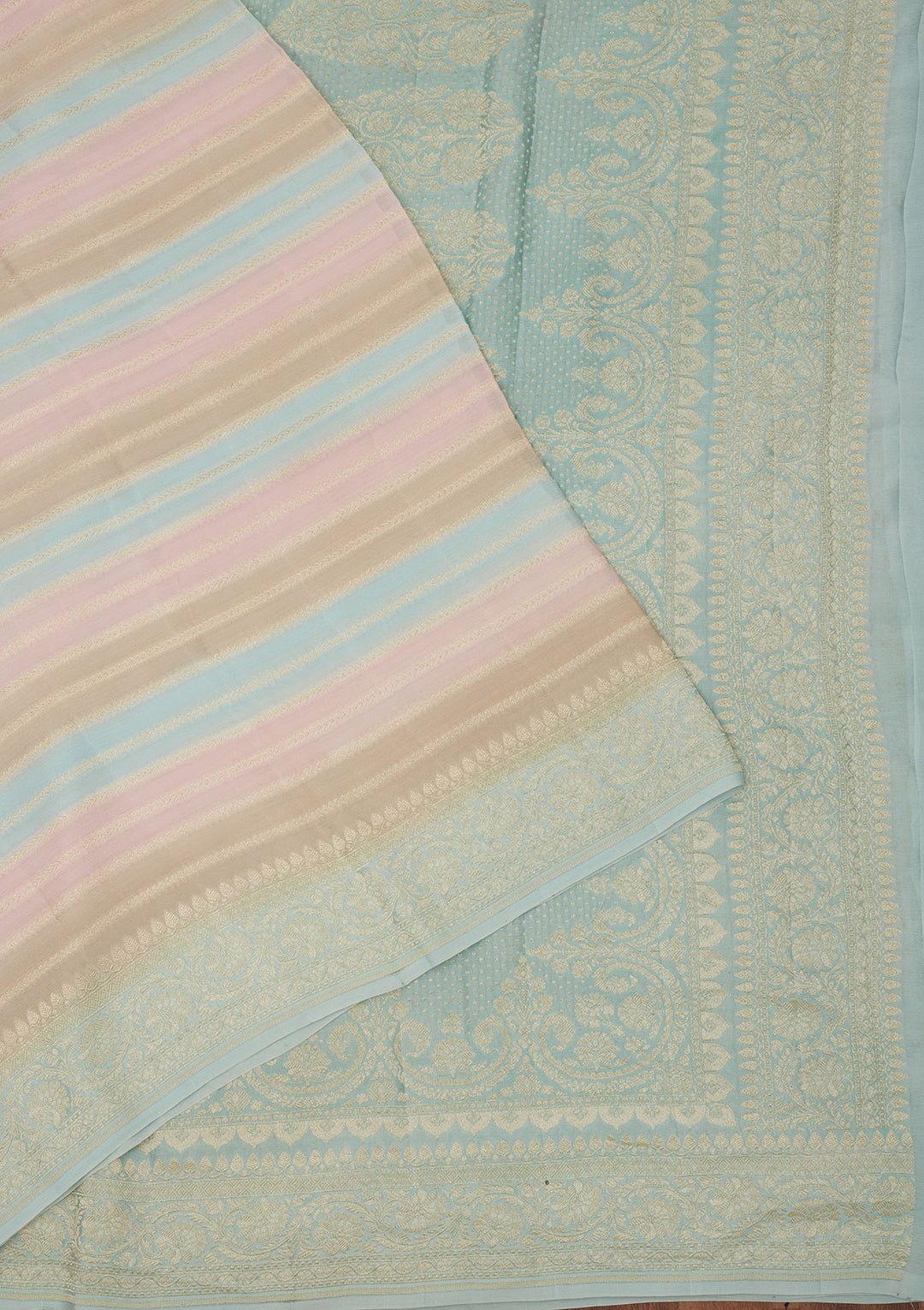 Sky Blue Zariwork Pure Silk Saree