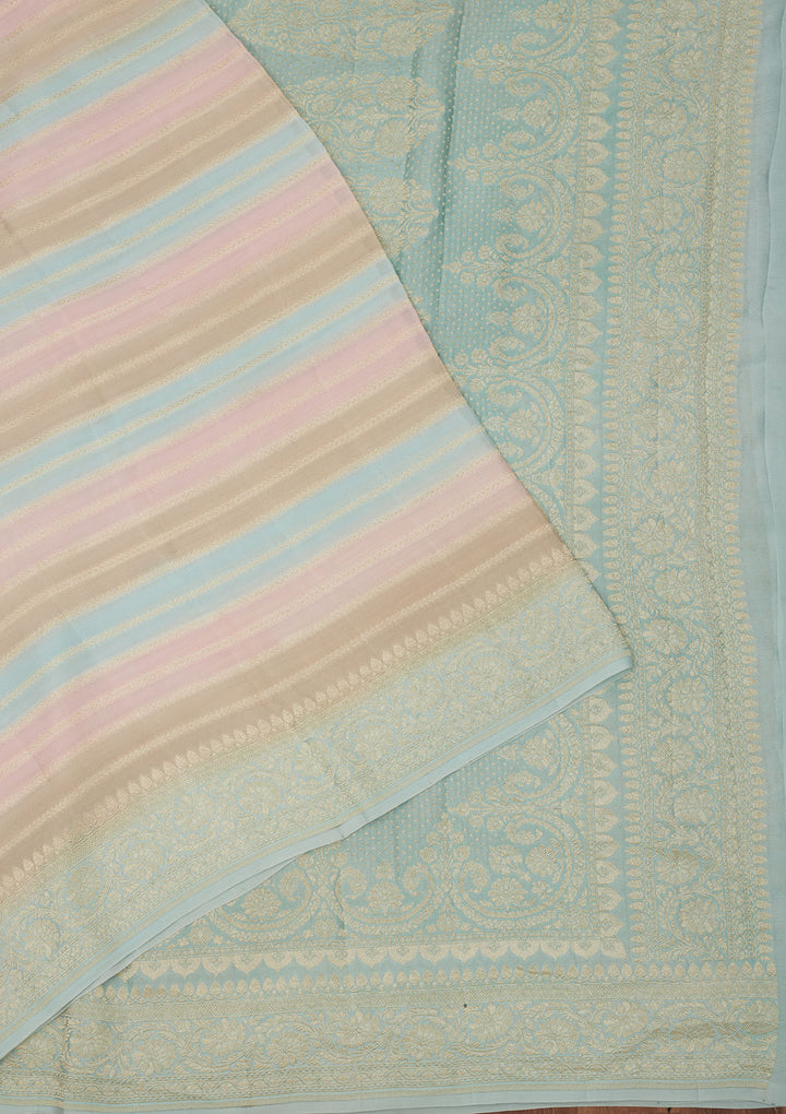Sky Blue Zariwork Pure Silk Saree