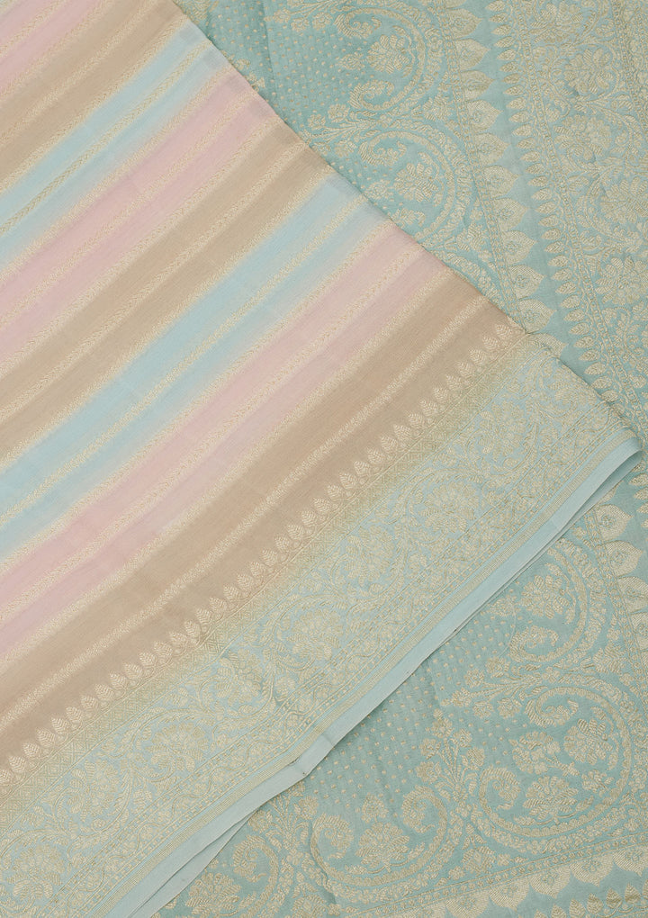 Sky Blue Zariwork Pure Silk Saree