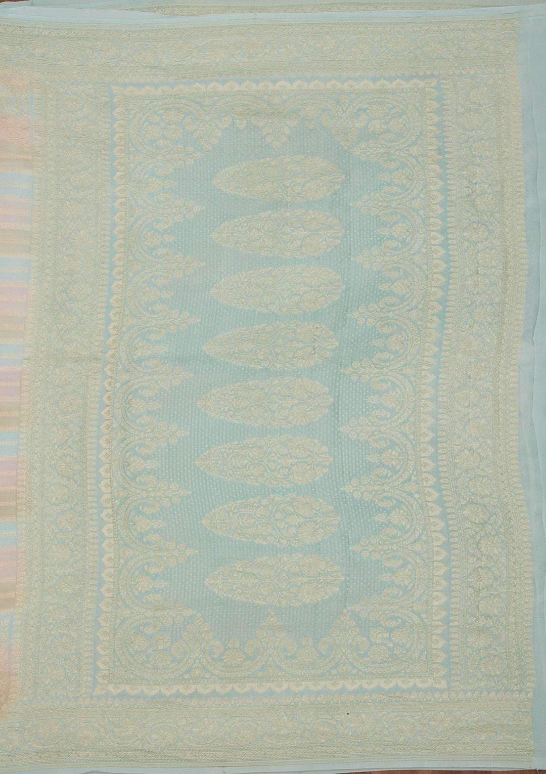 Sky Blue Zariwork Pure Silk Saree