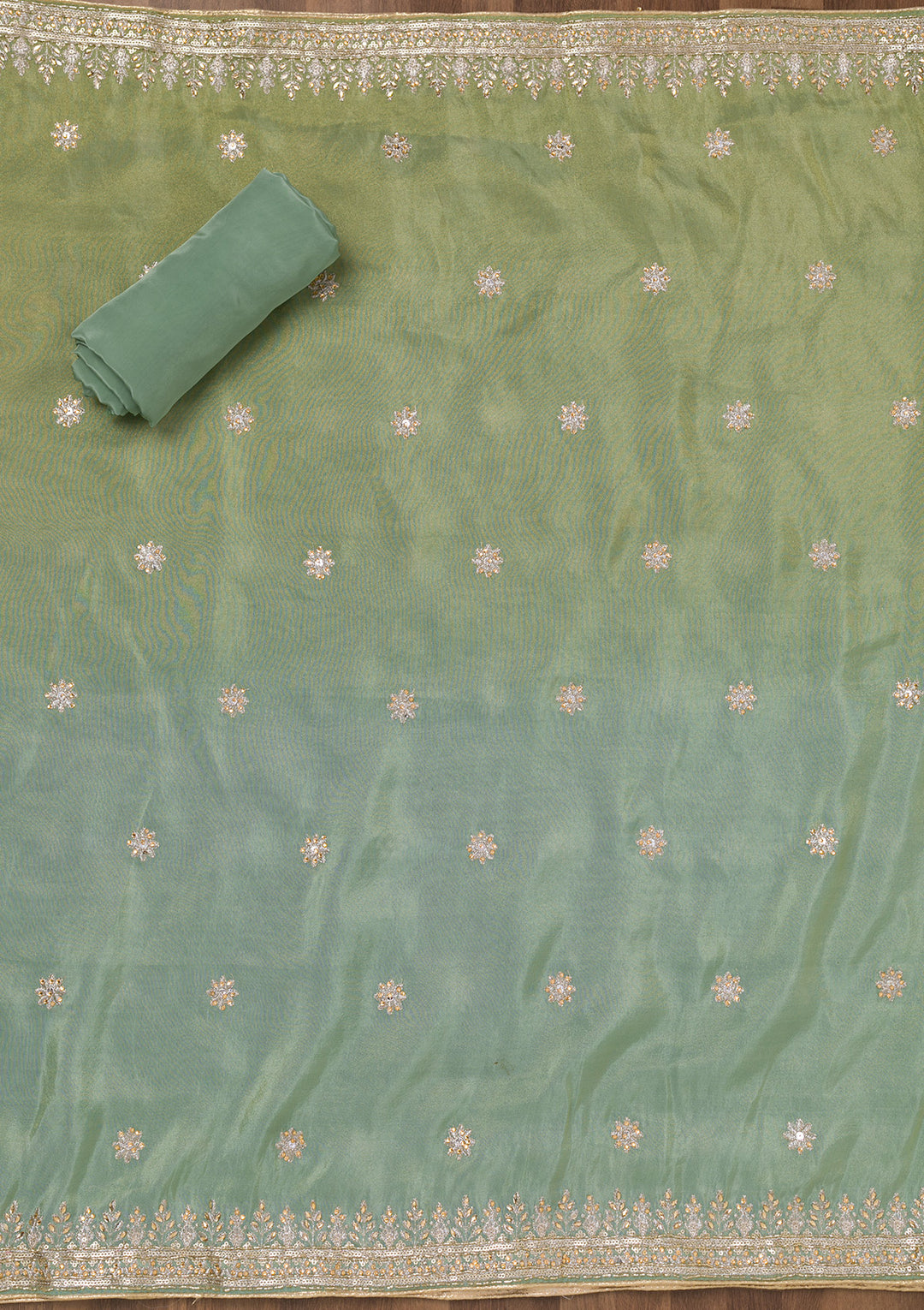Sky Blue Zariwork Semi Crepe Unstitched Salwar Suit