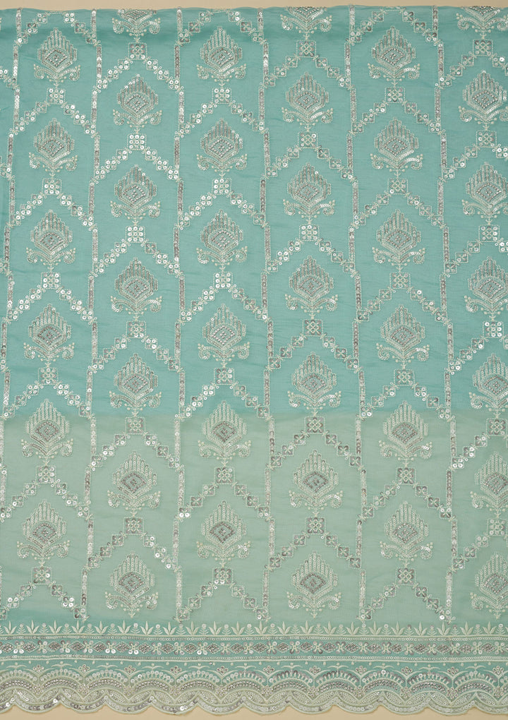Sky Blue Zariwork Tissue Unstitched Salwar Suit