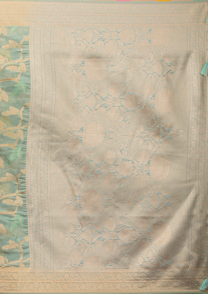 Sky Blue Zariwork Tissue Saree