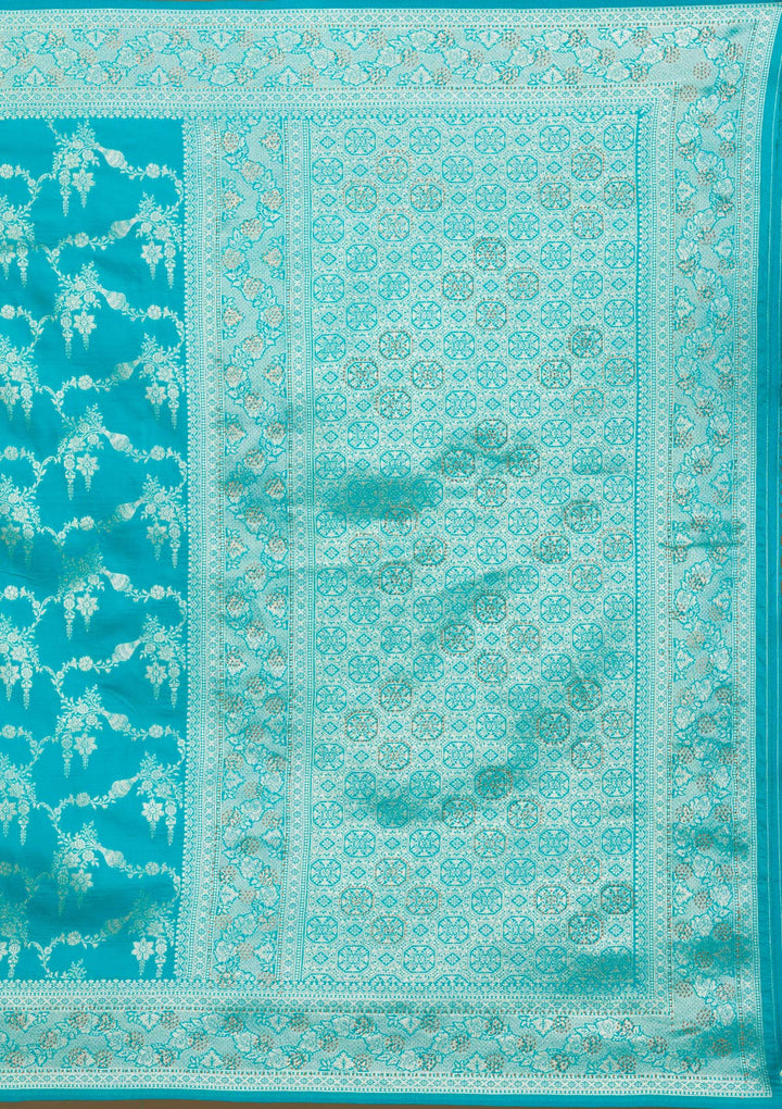 Turquoise Blue Stonework Art Silk Saree