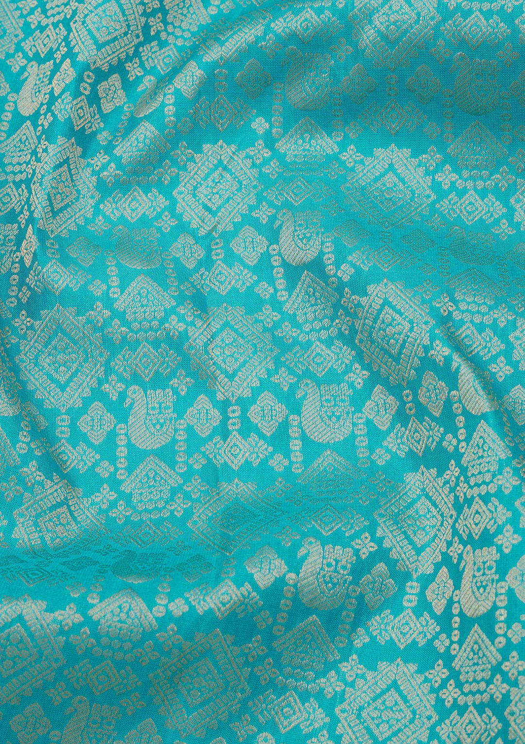 Turquoise Blue Zariwork Pure Silk Saree