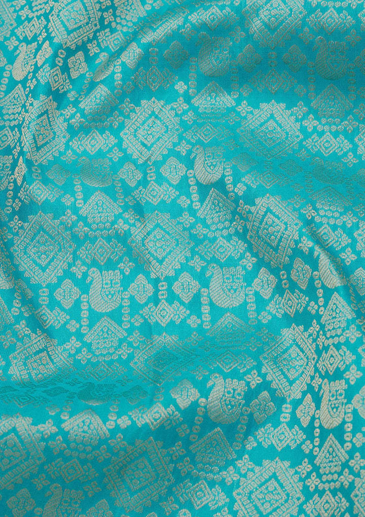 Turquoise Blue Zariwork Pure Silk Saree