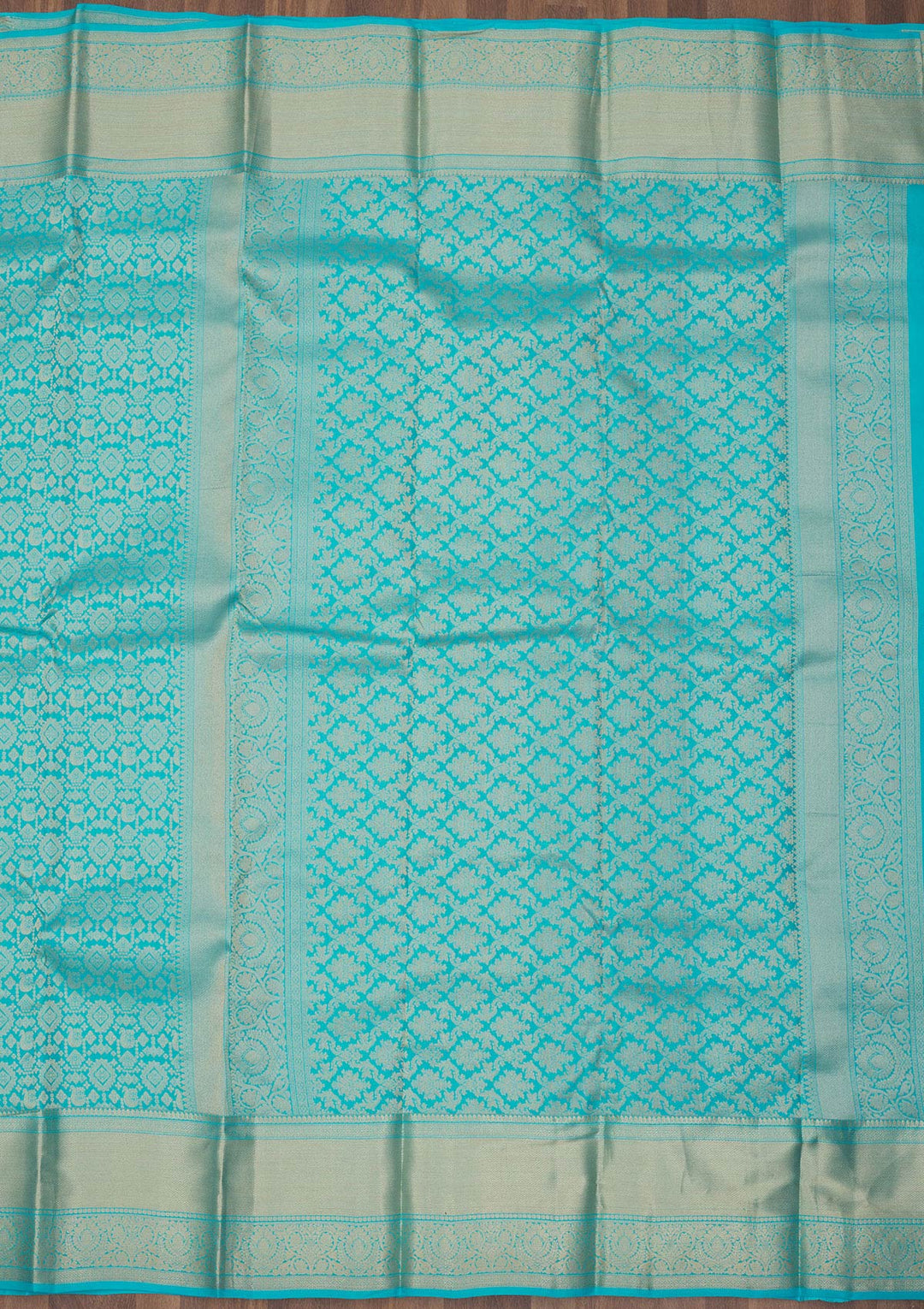 Turquoise Blue Zariwork Pure Silk Saree