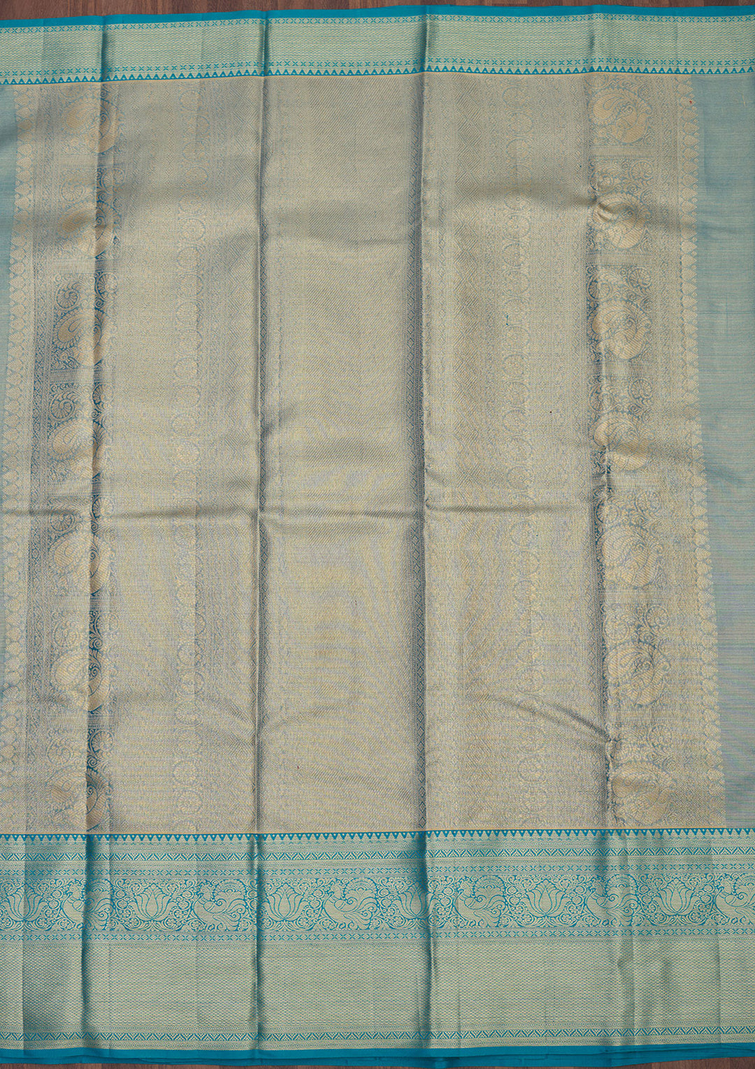 Turquoise Blue Zariwork Pure Silk Saree