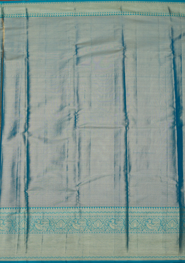 Turquoise Blue Zariwork Pure Silk Saree
