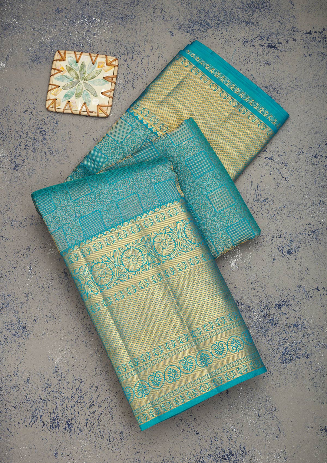 Turquoise Blue Zariwork Pure Silk Saree