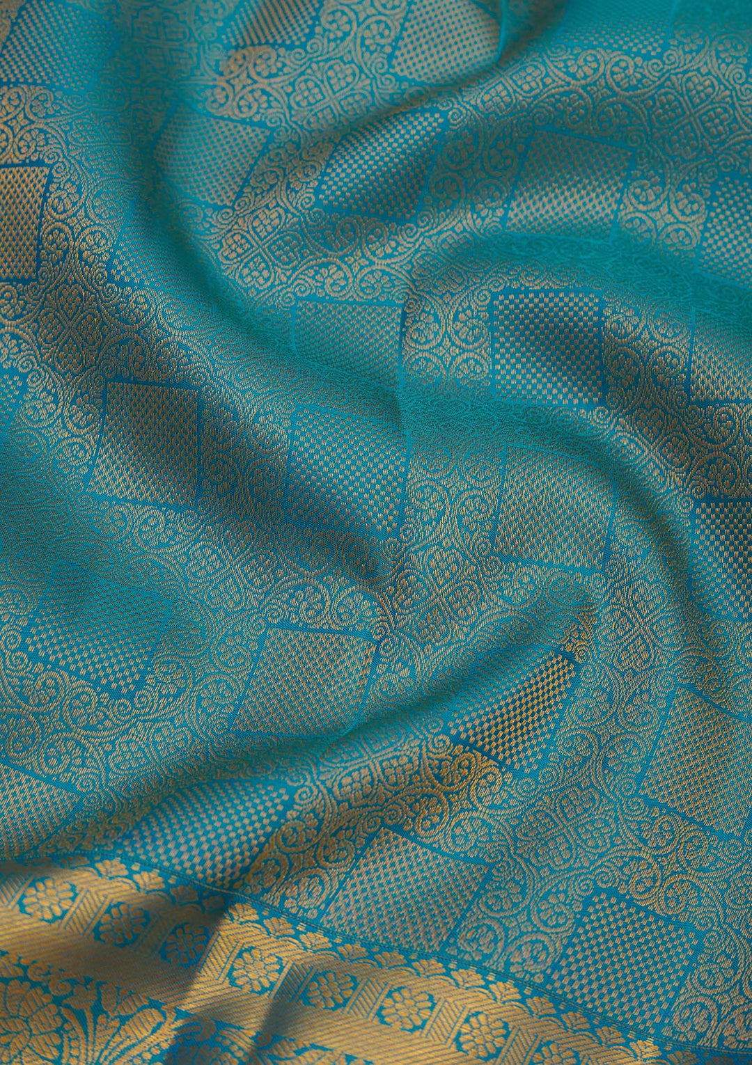 Turquoise Blue Zariwork Pure Silk Saree