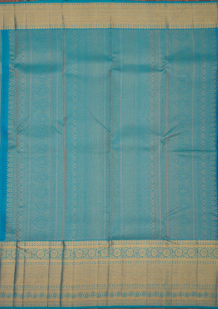 Turquoise Blue Zariwork Pure Silk Saree