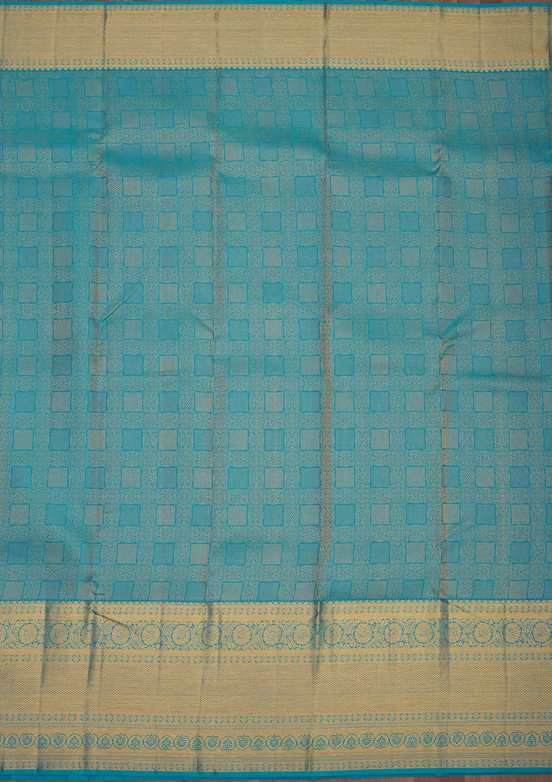 Turquoise Blue Zariwork Pure Silk Saree