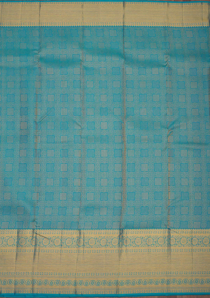 Turquoise Blue Zariwork Pure Silk Saree