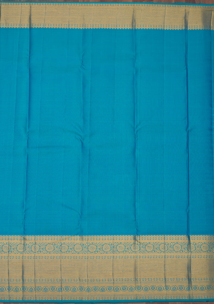 Turquoise Blue Zariwork Pure Silk Saree
