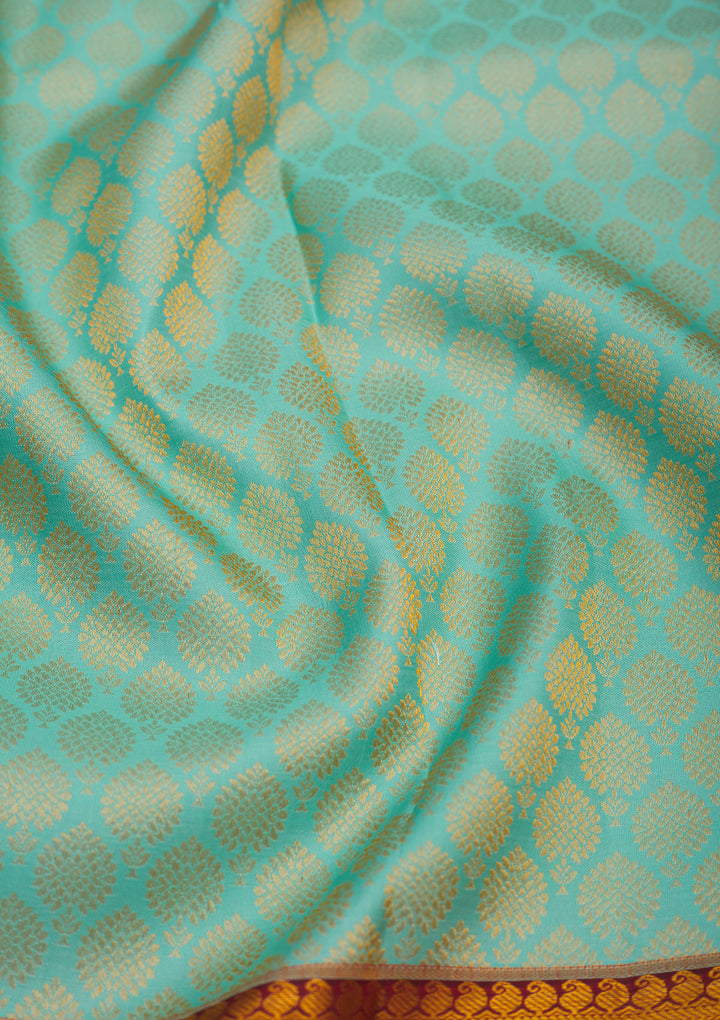 Turquoise Blue Zariwork Pure Silk Saree