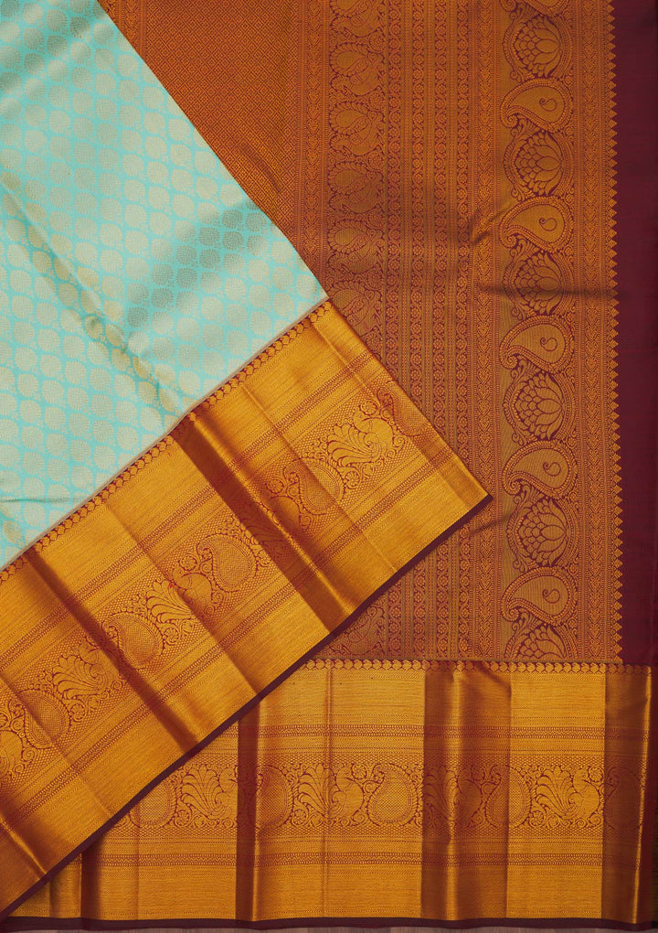 Turquoise Blue Zariwork Pure Silk Saree