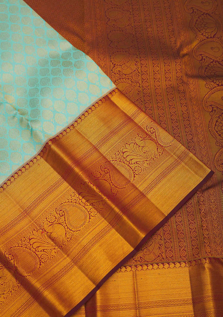 Turquoise Blue Zariwork Pure Silk Saree
