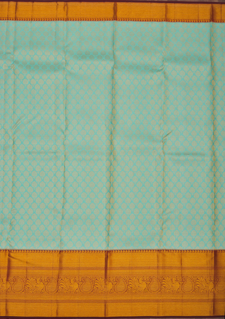 Turquoise Blue Zariwork Pure Silk Saree
