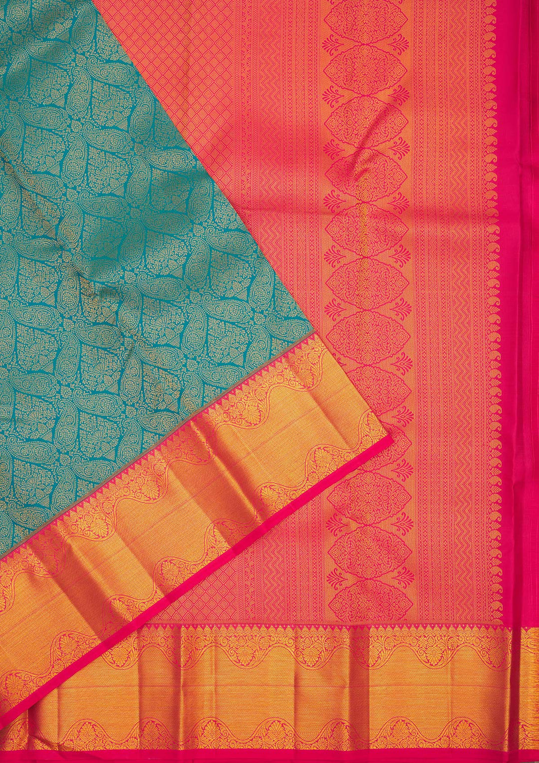 Turquoise Blue Zariwork Pure Silk Saree