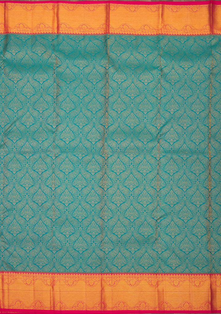 Turquoise Blue Zariwork Pure Silk Saree