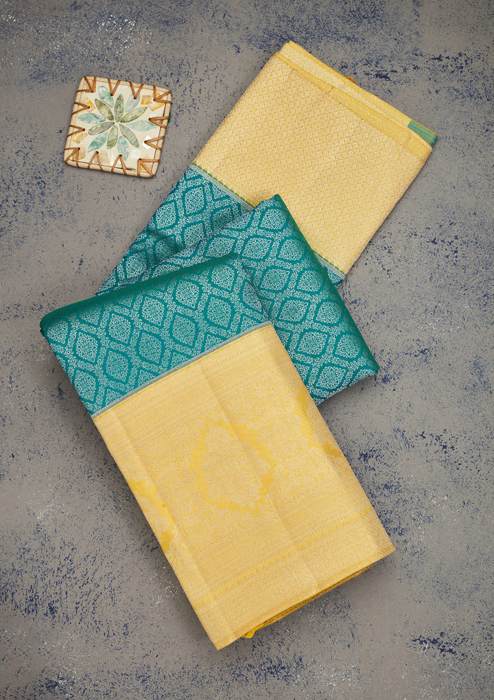 Turquoise Blue Zariwork Pure Silk Saree