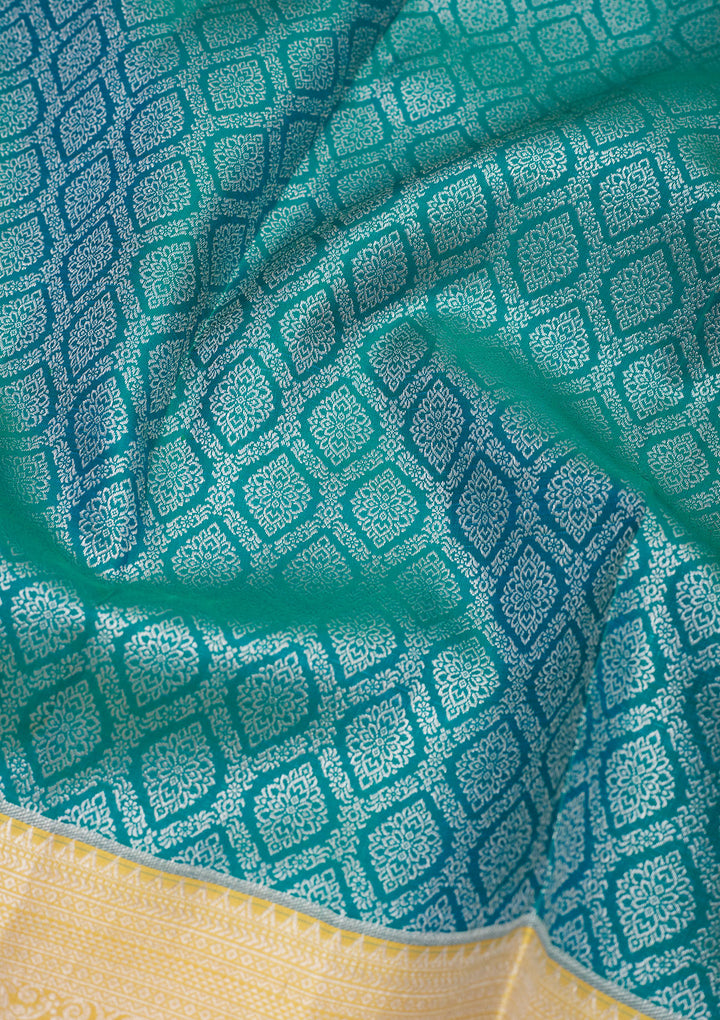Turquoise Blue Zariwork Pure Silk Saree