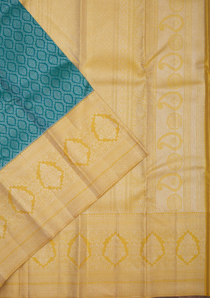Turquoise Blue Zariwork Pure Silk Saree