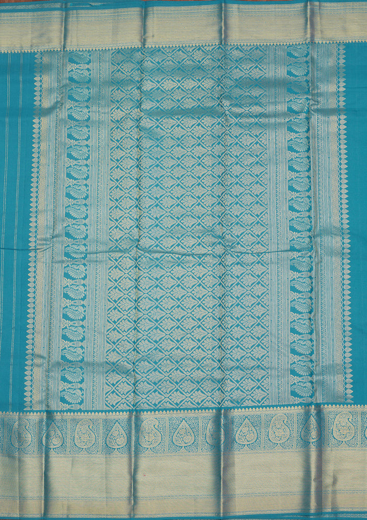 Turquoise Blue Zariwork Pure Silk Saree