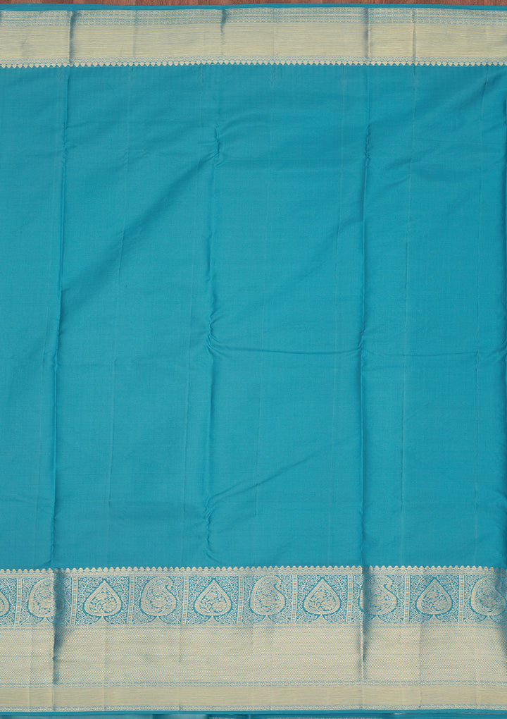 Turquoise Blue Zariwork Pure Silk Saree