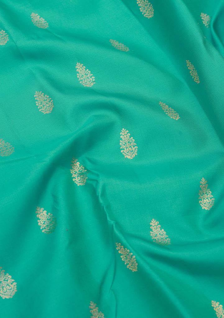 Turquoise Blue Zariwork Pure Silk Saree