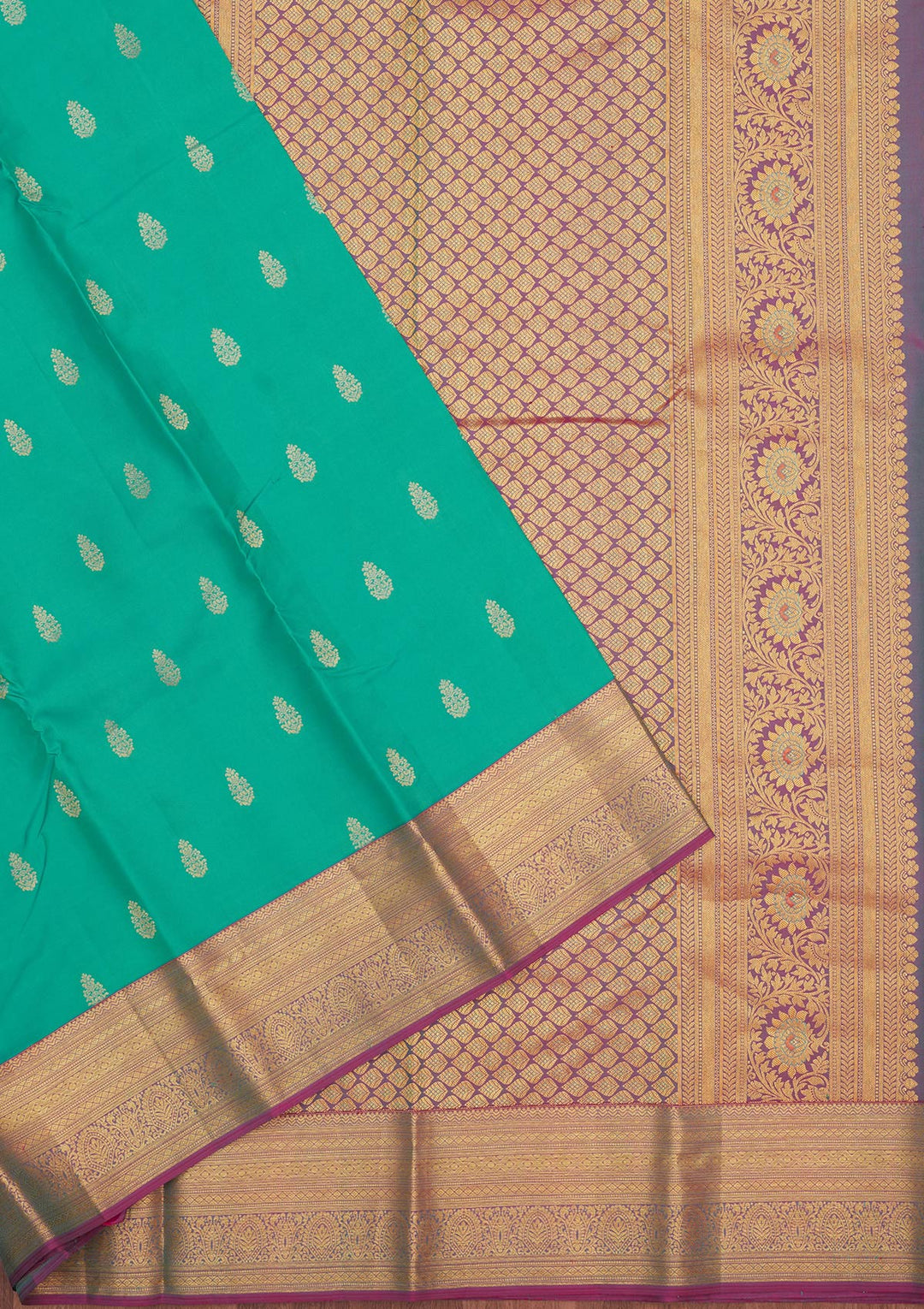 Turquoise Blue Zariwork Pure Silk Saree