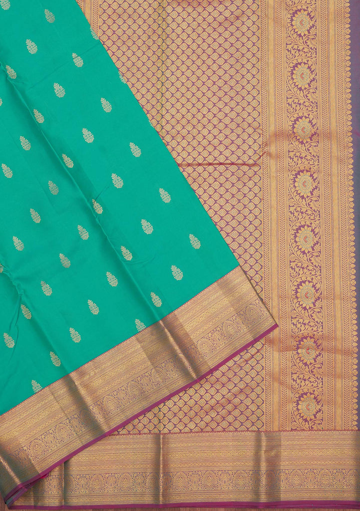 Turquoise Blue Zariwork Pure Silk Saree