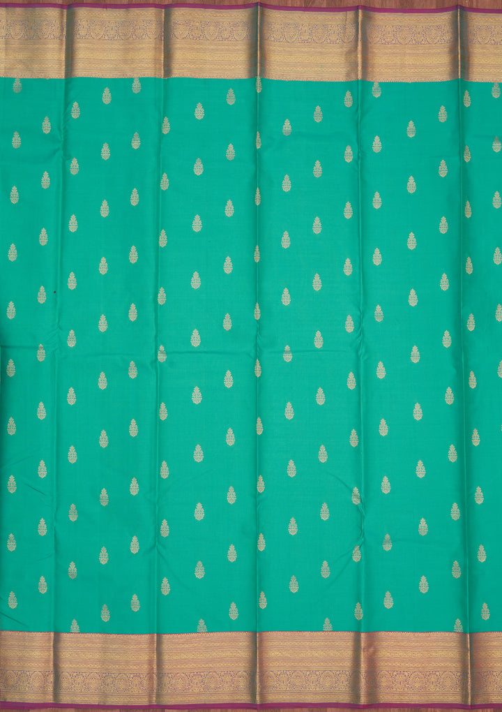 Turquoise Blue Zariwork Pure Silk Saree