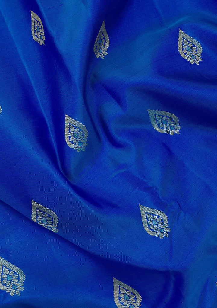 Turquoise Blue Zariwork Pure Silk Saree