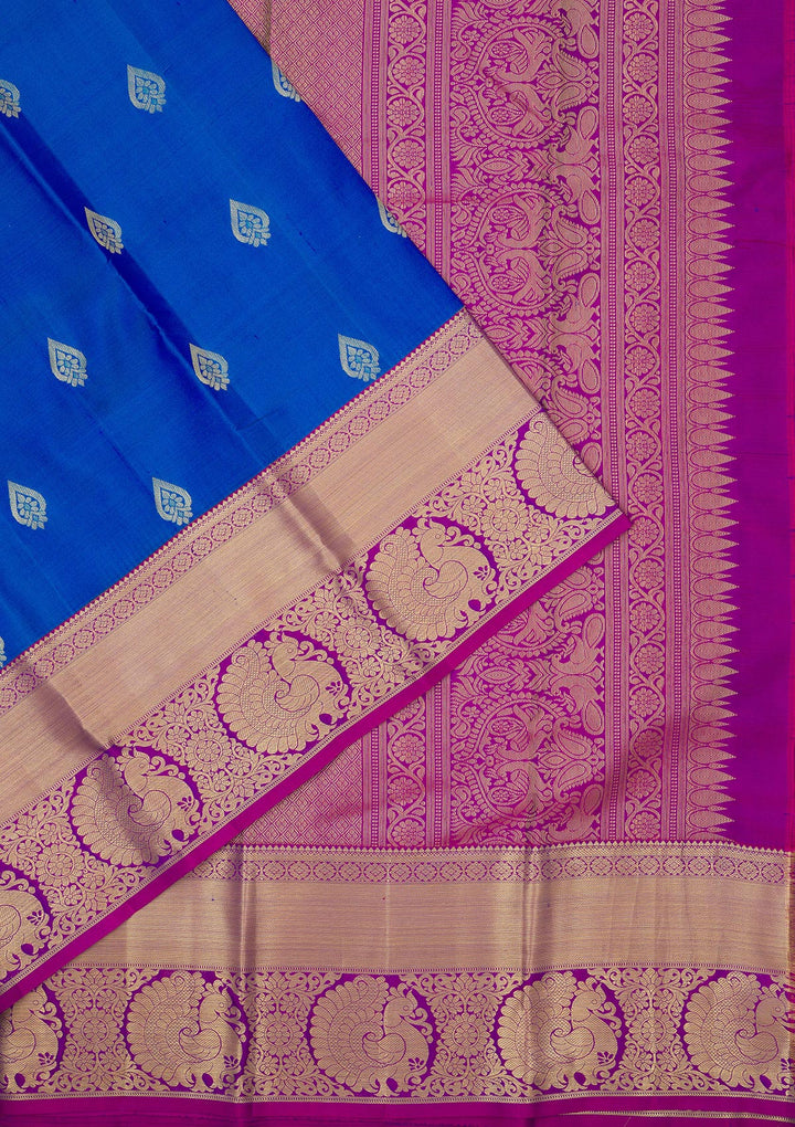 Turquoise Blue Zariwork Pure Silk Saree